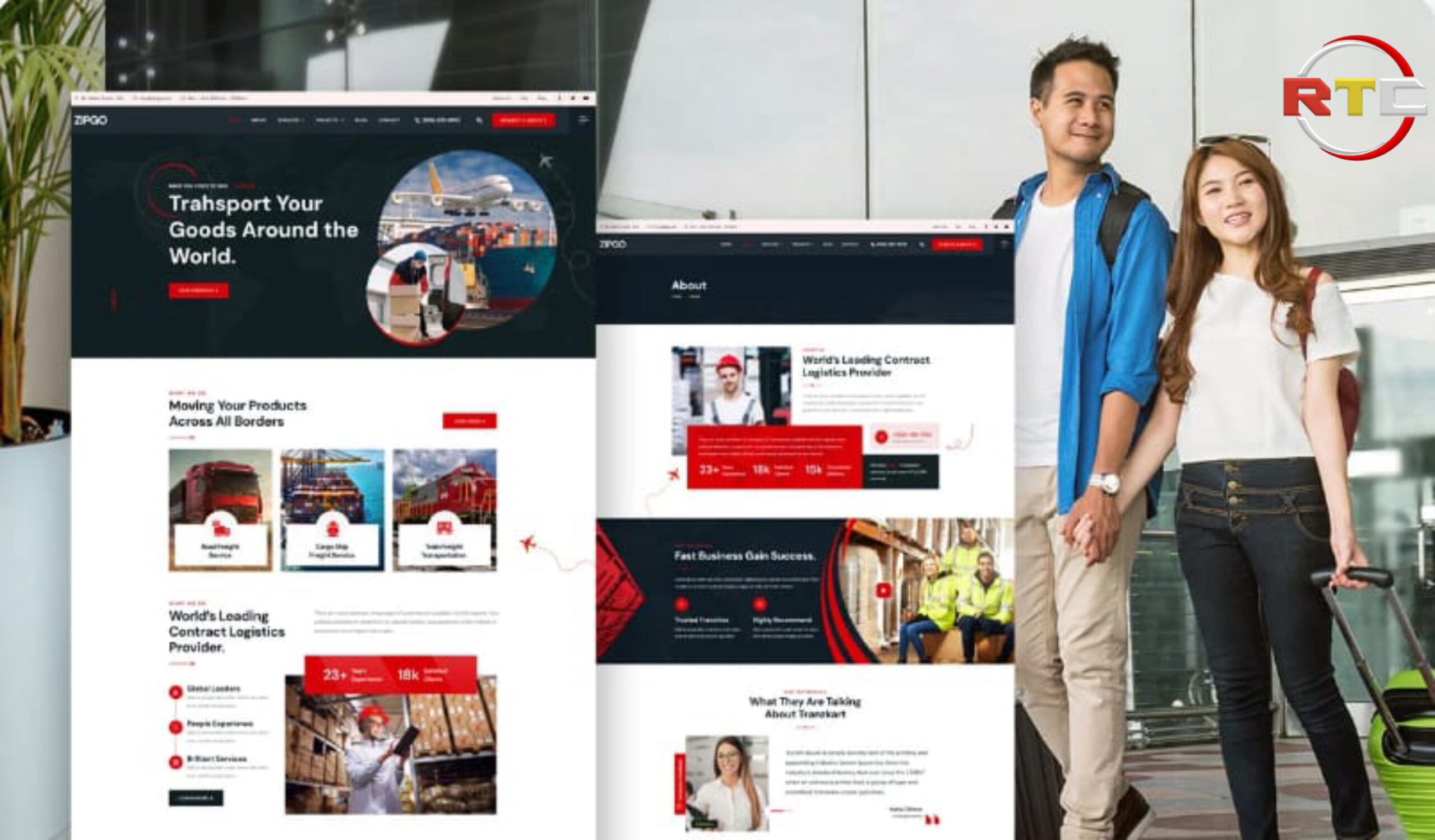 - alt="Homepage layout of Logistics Elementor Template Kit with delivery truck banner" - alt="Services page template showcasing logistics icons and clean design" - alt="Responsive mobile view of transportation website built with Elementor" - alt="Project details page with shipment tracking visuals and modern layout" - alt="Contact page template with embedded map and inquiry form"